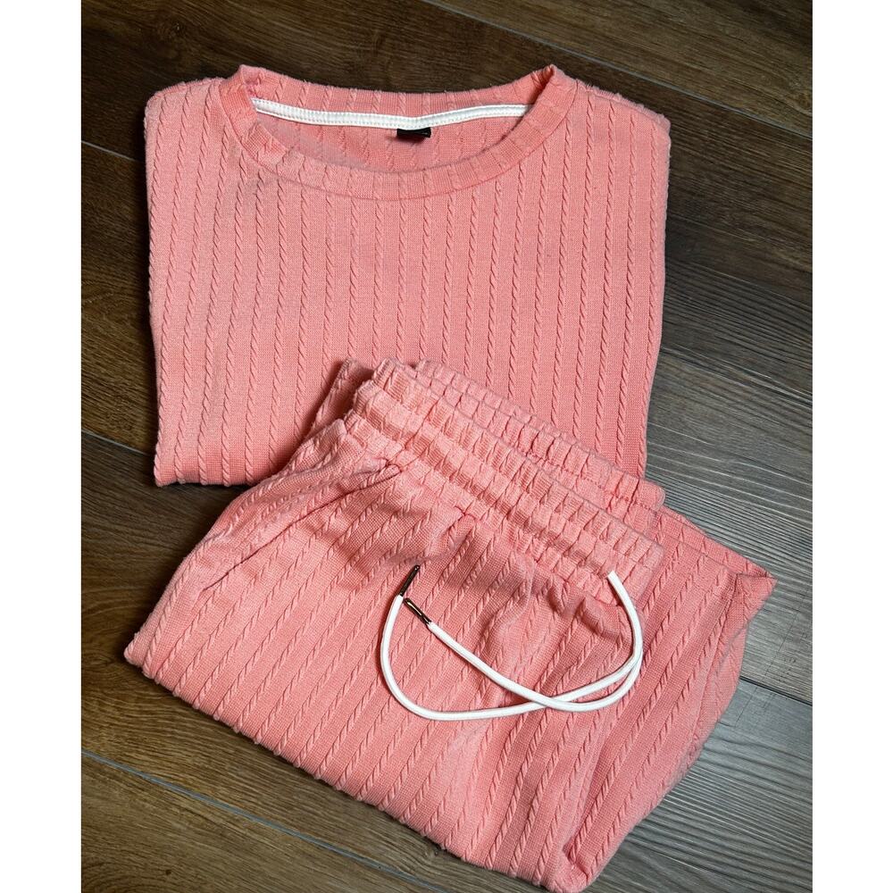 MANFINITY Peachy Pink Men's Matching Shorts & T-shirt Set Size Medium